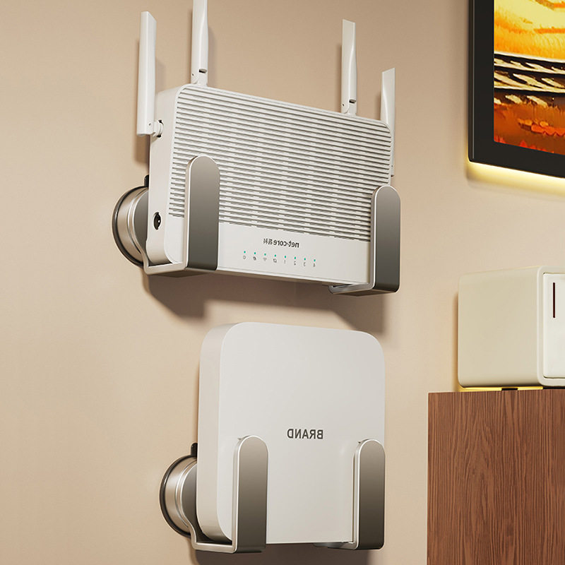 吸盘路由器放置架免打孔光猫机顶盒托架壁挂式插排固定支架置物架