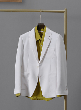 THEMASEE男装|防晒服西服修身泡泡衫潮流外套上衣薄款夏季白色