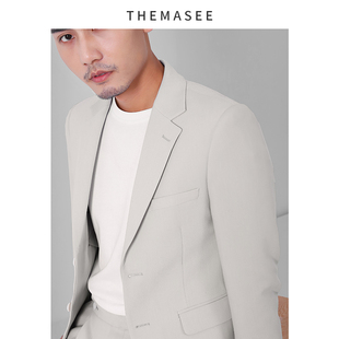 THEMASEE男装 简约便西 轻熟浅色系大象灰气质款 西服男单件修身