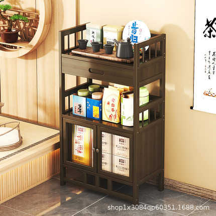 日本品质新款茶几博古架茶桌边柜茶架新中式茶具收纳展示柜置物架