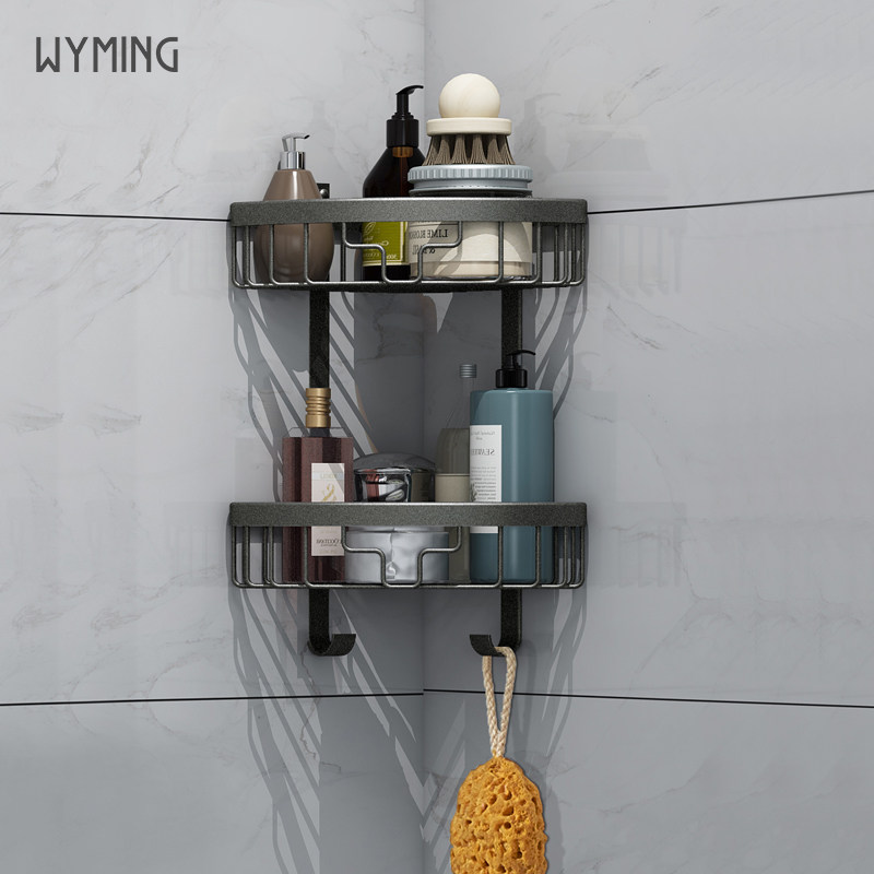 浴室卫生间收纳架壁挂免打孔淋浴房双层收纳转角角架三角篮三角架,家装主材,浴室角架,淘宝优惠券,粉丝福利购,淘宝优惠卷
