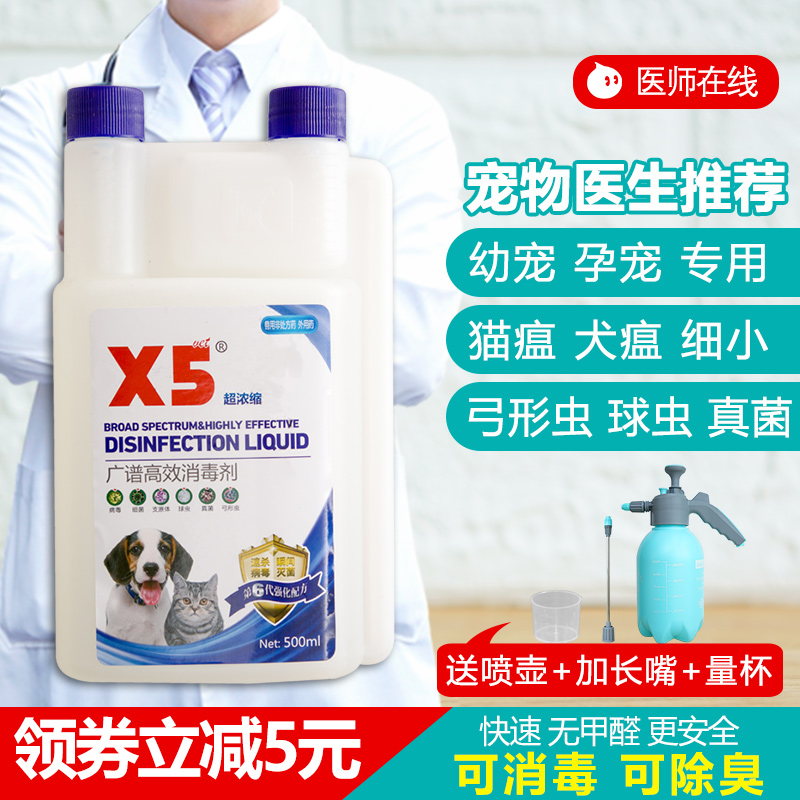 x5消毒液猫瘟细小狗狗杀菌除臭猫咪