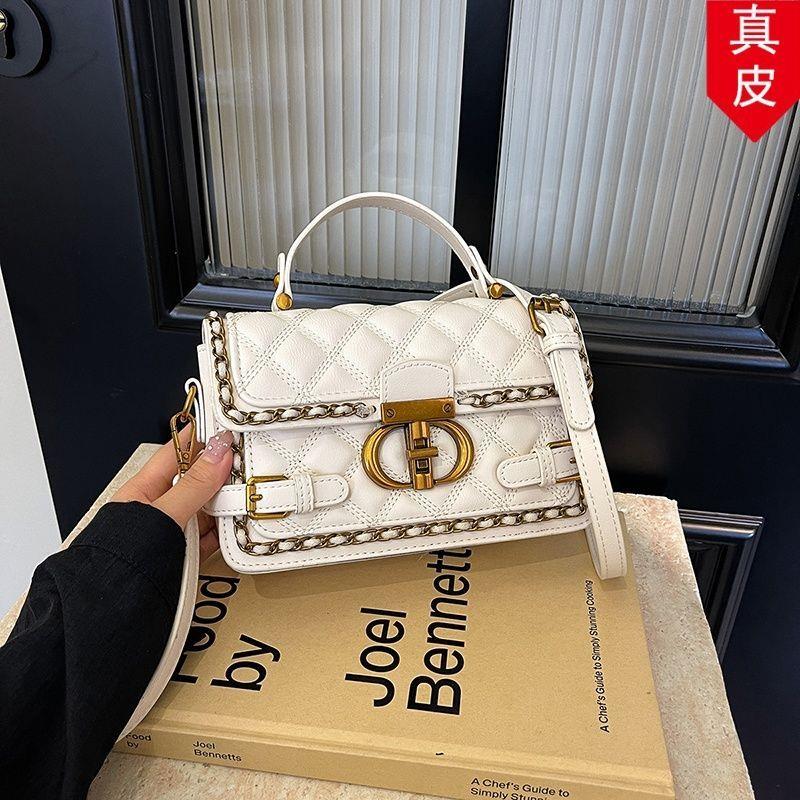 新款藤格纹女包真皮2026大容手提包单肩白色跨斜百搭手提时尚欧美