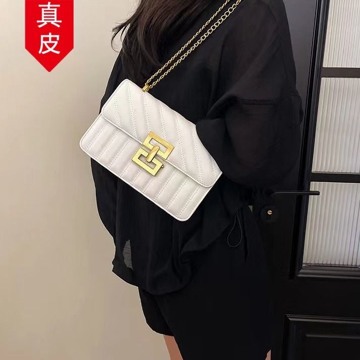 链条斜挎包女包时尚感菱格复古包洋气真皮小方包高级小包单肩新款