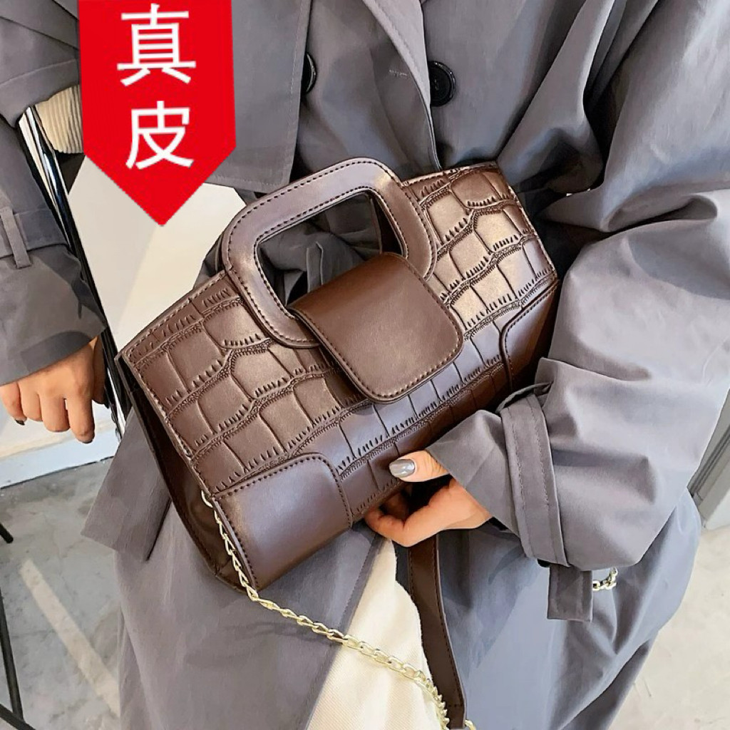 2026新款真皮鳄鱼纹链条女包