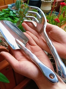 家用种花小铲子松土耙子套装搭配不锈钢修枝剪庭院加厚不生锈精致