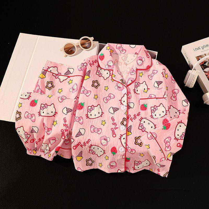 HelloKitty女童睡衣春秋季长袖薄款网红卡通女孩超可爱家居服套装,童装/婴儿装/亲子装,家居服套装,淘宝优惠券,粉丝福利购,淘宝优惠卷