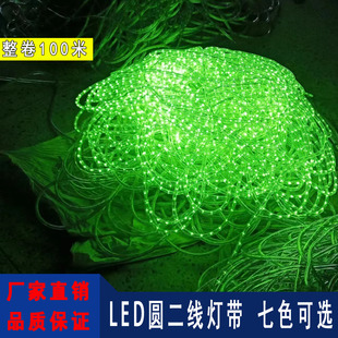 LED彩色灯带 圆二线灯管户外节日造型装饰招牌防水高亮220v软灯带