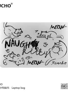 MIUCHO猫咪磨砂电脑壳适用于苹果22款M2简约air13透明macbook14简约pro原创设计防摔pro16寸防磕碰保护硬壳