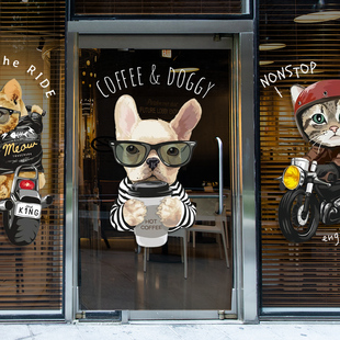 宠物店贴纸背景墙布置装饰玻璃门贴贴画海报定制墙贴墙面定制