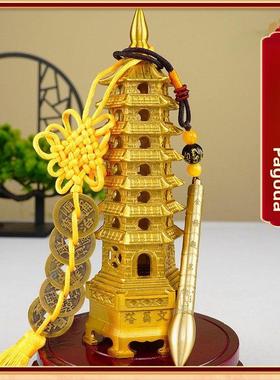 文昌塔纯黄铜7层的铜质七层文昌塔全黄铜制学生书桌书房卧室摆件