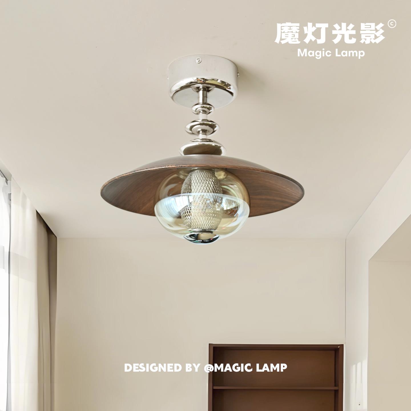 中古风走廊吸顶灯法式覆古卧室灯创意设计师款艺术玻璃玄关灯具