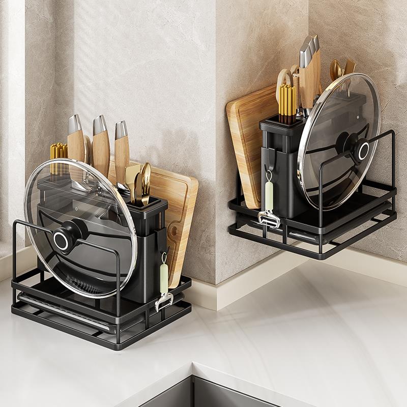 厨房刀架置物架多功能筷子筒放菜刀刀具菜板一体收纳架壁挂式筷笼