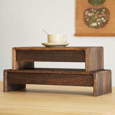 实木电脑显示器增高架 桌面花架鱼缸增垫高架子 摆放置物架带抽屉