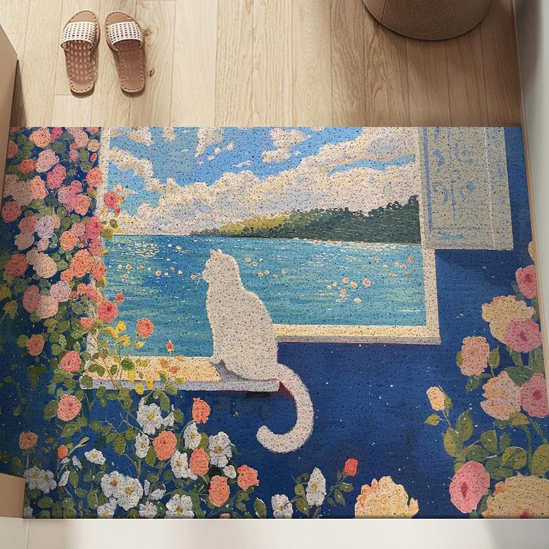 可爱卡通入户丝圈地垫耐磨玄关大门垫刮泥蹭土脚垫可裁剪地垫