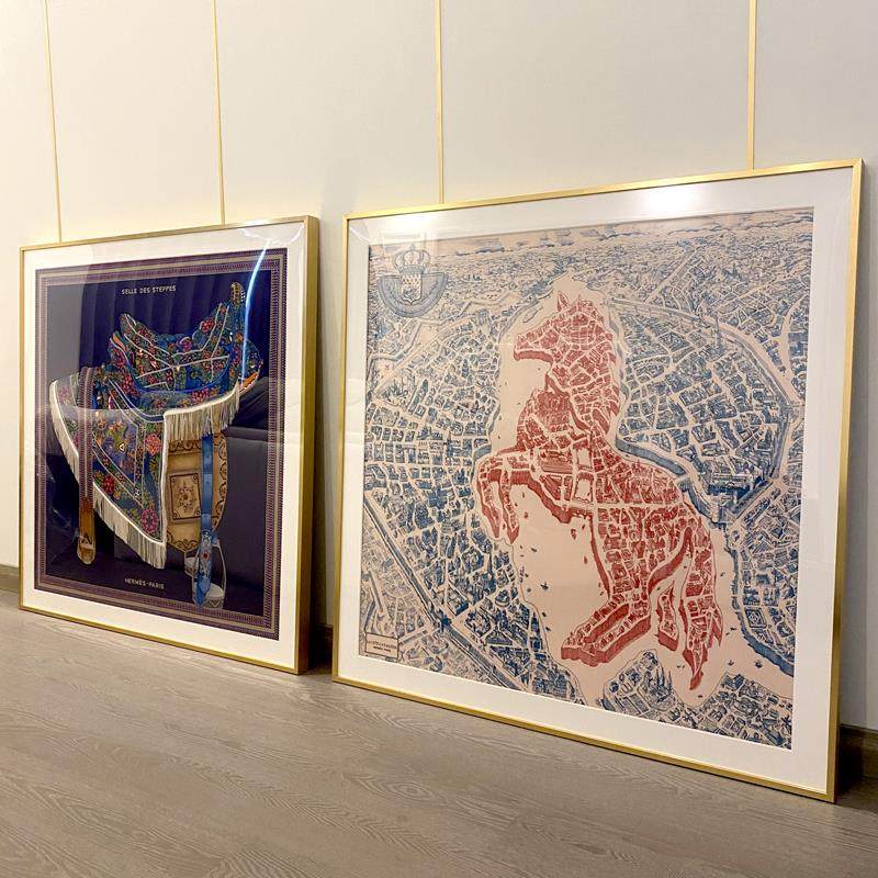 diy无失真磁吸裱框丝巾装裱轻奢风格围巾画 画框定制相框挂墙可逆