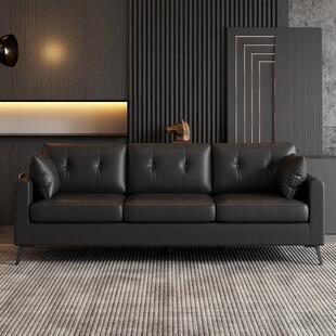 沙发小户型双三人出租办公室休息区皮艺客厅沙发椅双人实木收纳