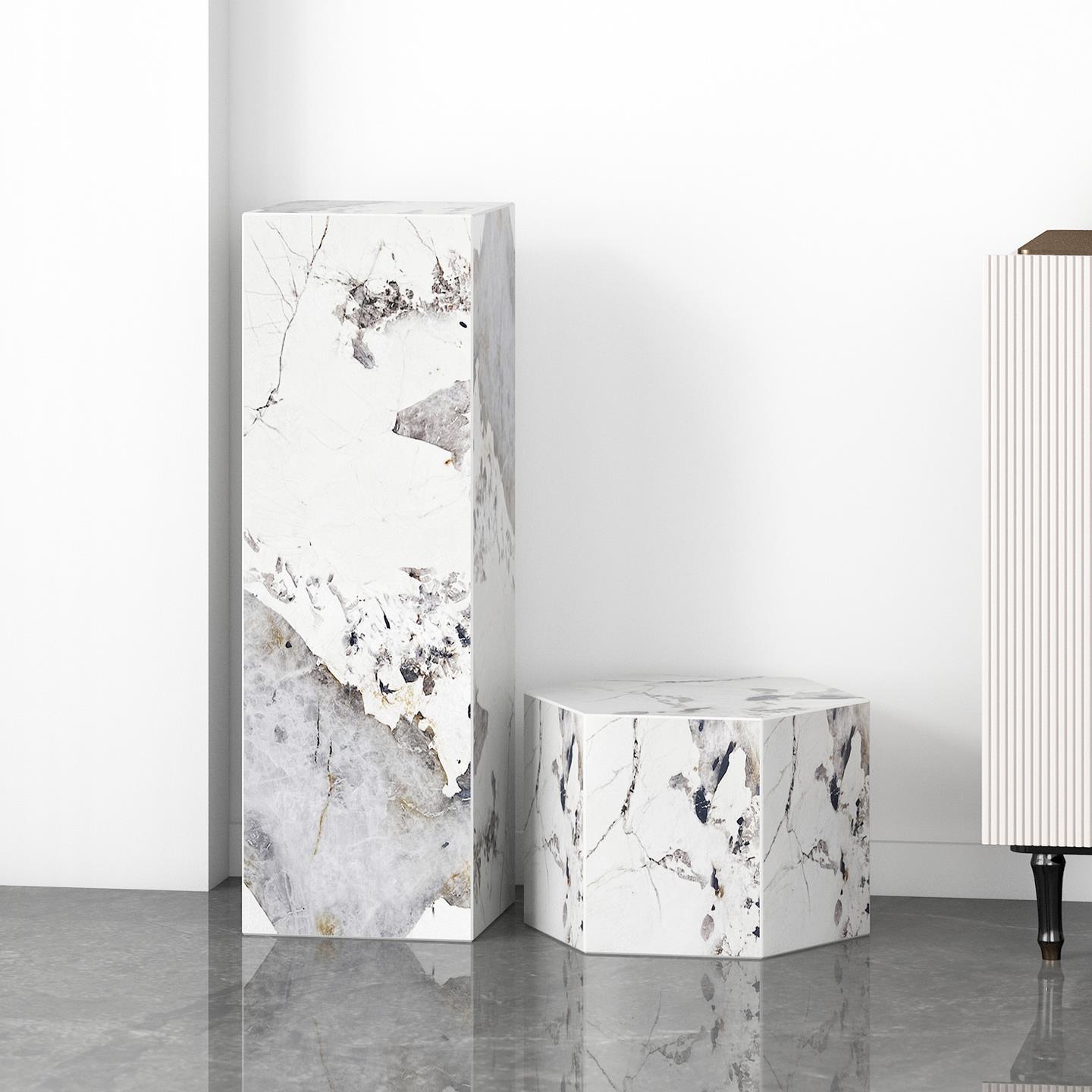 潘多拉大理石雕塑底座摆台玄关花架电视柜旁边落地客厅底基座台