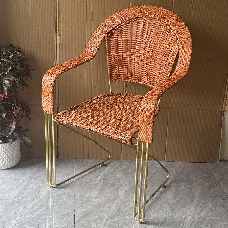 钢筋藤椅阳台扶手椅老人椅办公椅室内休闲 靠背凳子户外家用椅庭