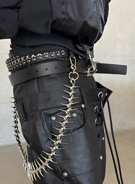 afaaa「骼骸」金属高克重鱼骨异形重工裤链拼接链条秀场设计感y2k