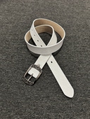 afaaa中古宫廷风二层牛皮雕花圆头针扣白色皮带 优雅简约复古腰带