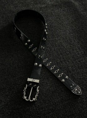 afaa暗黑朋克进口头层牛皮腰带小众金属质感设计感铆钉vibe风皮带