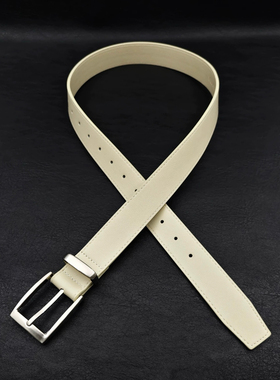 afaa福利款kenijima同款牛皮腰带简约优雅高级感米白皮带cleanfit