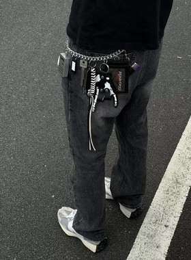 afaaa多功能骷髅手掌编织绳裤链腰挂 美式嘻哈潮流穿搭钥匙扣挂饰