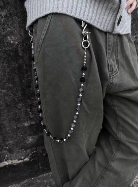 afaaa原创水墨晕染亚克力黑珠cleanfit裤链 潮流穿搭腰间挂饰配饰