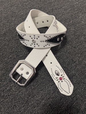 afaaa中古宫廷风彩色宝石腰带y2k小众复古铆钉重工荔枝纹皮带百搭