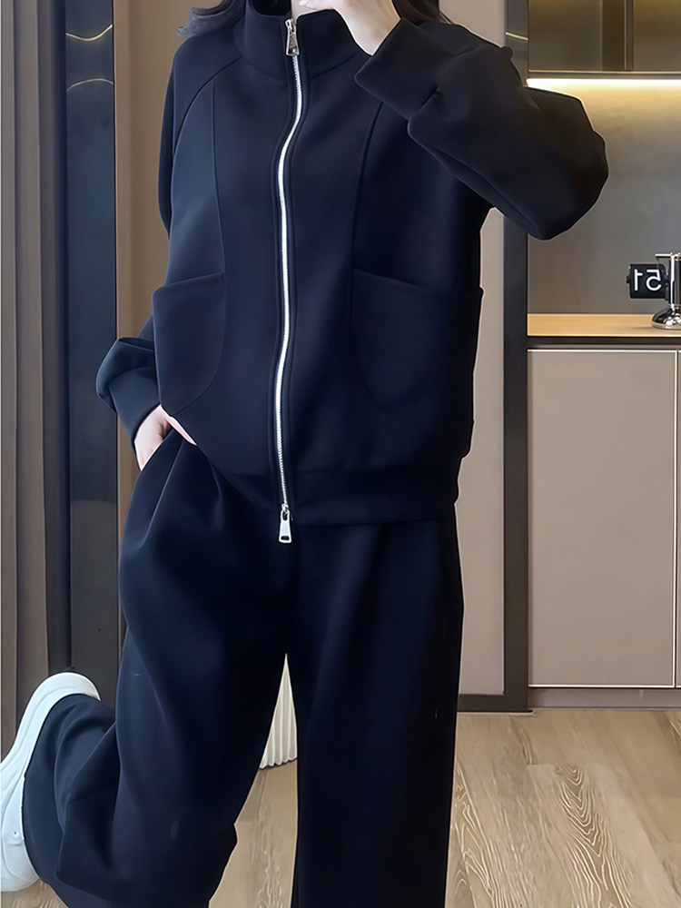 潮牌休闲运动套装女2025秋季新款大码胖mm宽松洋气卫衣长裤两件套