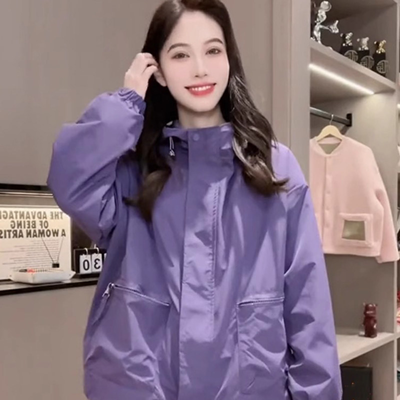 潮牌加棉服连帽短款外套女2025秋冬夹棉棒球服冲锋衣休闲宽松上衣