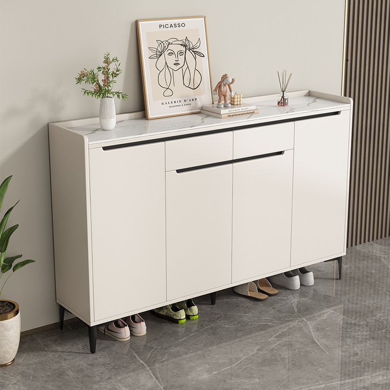 入户鞋柜家用门口实木轻奢高级感储物收纳柜子简约现代岩板玄关柜