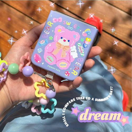 半熟玉子折叠壳大粉熊紫色肤感适用三星zflip6/5华为pocket2手机壳荣耀magicV小米Mixflip OPPOfindN3flip