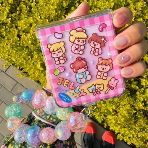 半熟玉子折叠壳小熊软糖 适用华为pocket2 PuraX三星zflip6/5/4手机壳n3flip新款oppo find N2/3flip可爱糖果