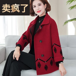 中老年春秋季套装，西式2025新款50岁中年母亲红色喜庆婆婆喜宴套