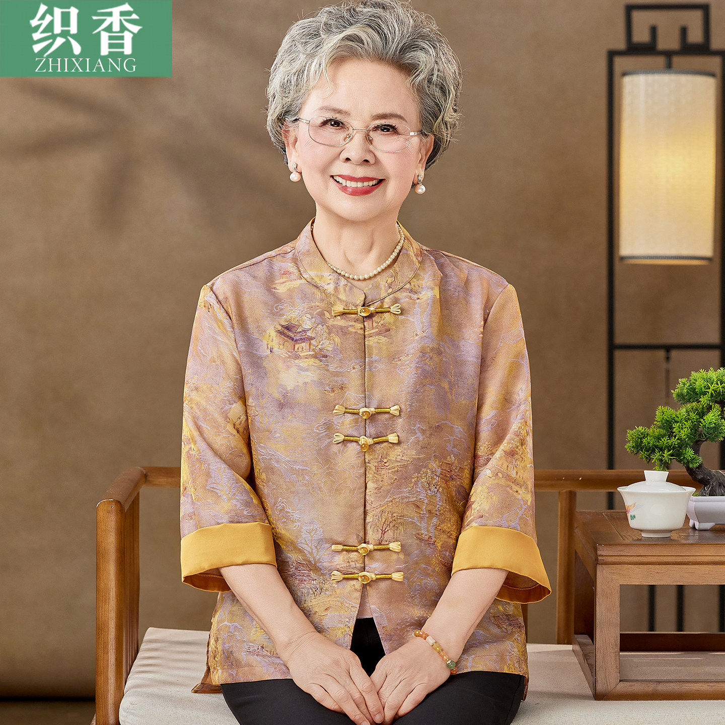 中老年女装唐装衬衫夏装