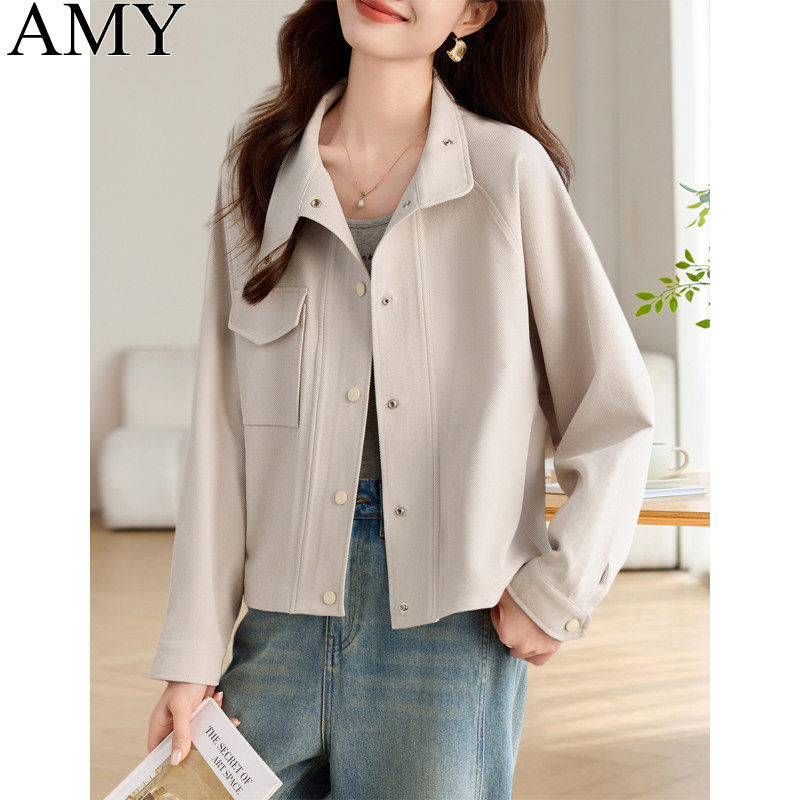 2026春装新款设计简约美拉德穿搭短外套休闲通勤立领夹克上衣女装