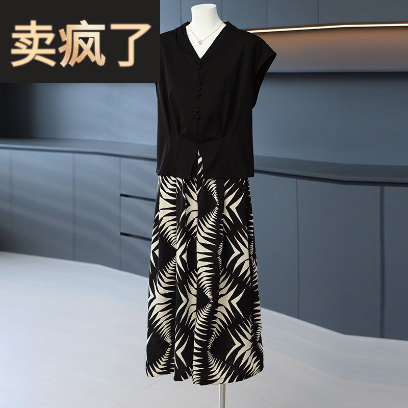 妈妈夏装短袖上衣服宽松2026新款中老年女装夏季雪纺裙裤两件式套