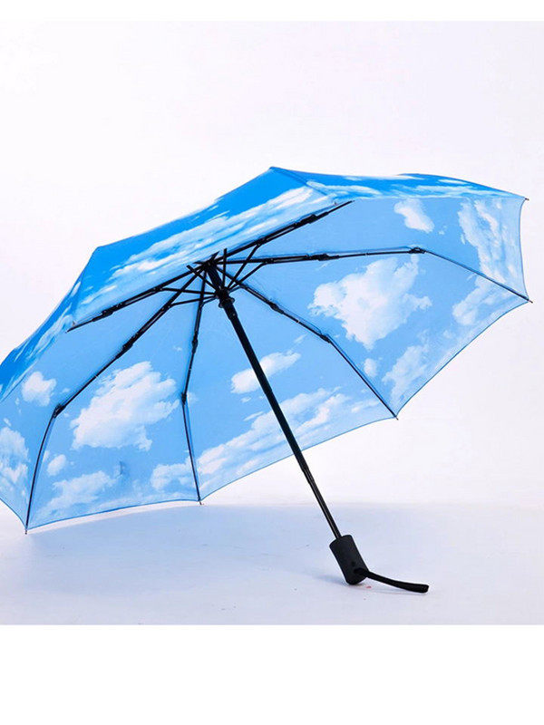 蓝天白云雨伞女折叠全自动伞晴雨两用伞男黑胶防晒三折伞定制在类目 居家日用, 伞/雨具/防雨/防潮, 伞中 - 来自Buy2taobao.com提供专业的淘宝代购服务