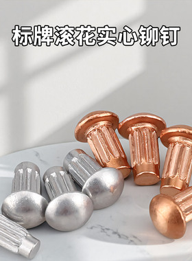 半圆头铝标牌紫铜铆钉GB827滚花铭牌铆钉扁头圆头商标M2标牌铆钉