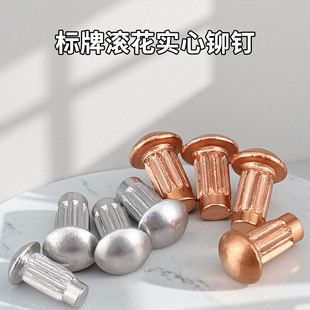 半圆头铝标牌紫铜铆钉GB827滚花铭牌铆钉扁头圆头商标M2标牌铆钉