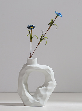 白色陶瓷花瓶现代简约餐桌客厅摆件家居家饰干花花器插花商务礼品