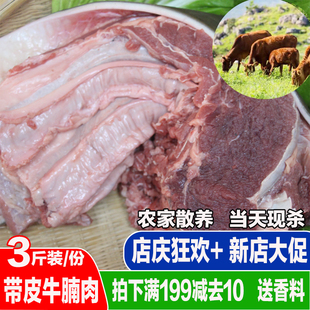 贵州带皮牛腩新鲜牛肉现杀整块五花生鲜肉3斤农家散放养小黄牛