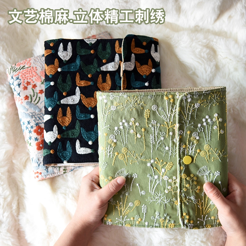 A5布艺面刺绣便携式活页孕检b超报告单收纳册孕妈孕期产检A4资料收纳册孕检手册档案册子孕妇建档文件资料册