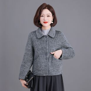 单面呢大衣女短款2026年秋新款羊毛零羊绒宽松韩版小个子毛呢外套