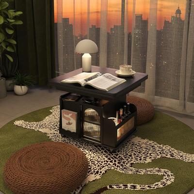 奢屋家俱实木阳台茶几可移动升降折叠边几餐桌两用多功能小户型