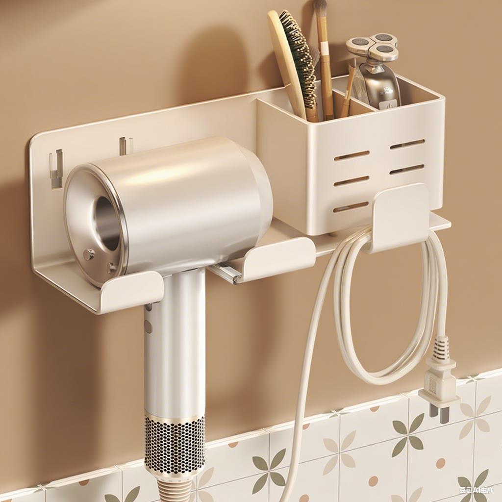 吹风机置物架免打孔化妆室浴室吹风机支架壁挂式吹风机收纳层架