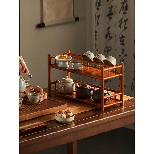 茶几边收纳架茶具边收纳架茶室桌面边收纳架新型中国风小博古架