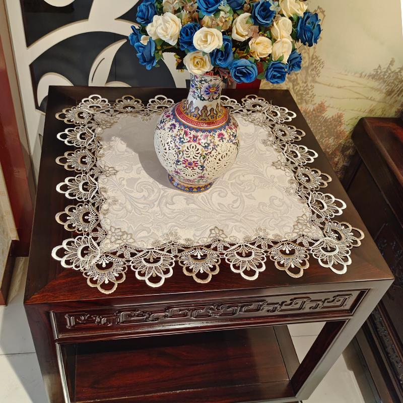 正方形桌布布艺欧式茶几桌布餐桌垫蕾丝小桌垫简约高级感方形台布